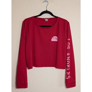White Fawn Women's Size XL Long Sleeve Cropped Graphic "Los Angeles" Sweatshirt